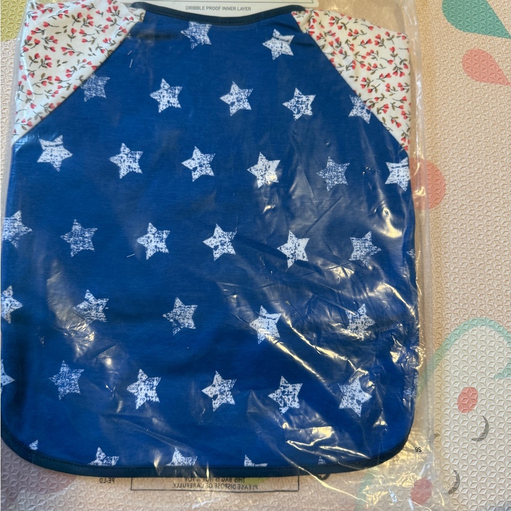 Next Blue Starry Bib with Floral Trim